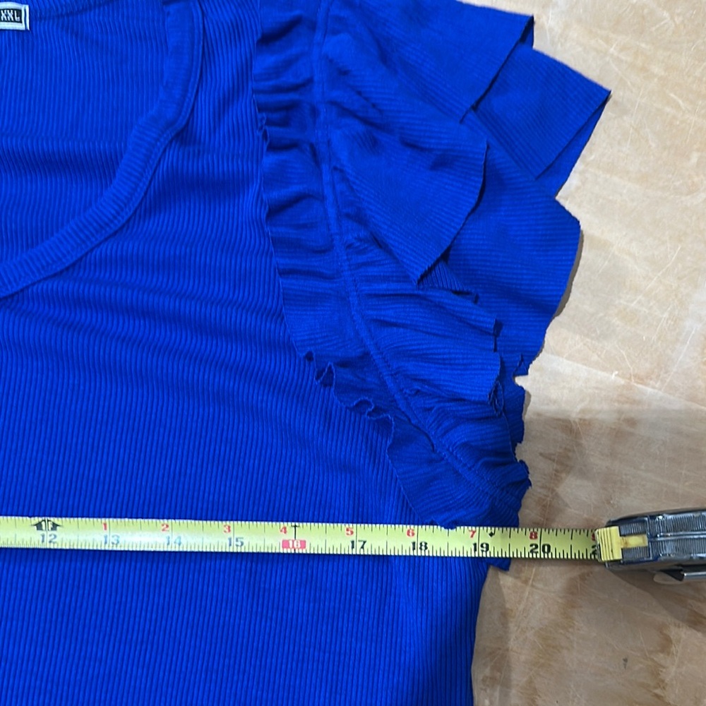 Blue Ruffle Sleeve Women's Top - Picture 5 of 5
